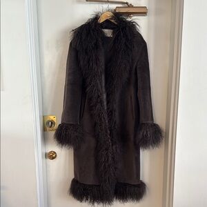 Luxurious Brown Fur-Trimmed Coat
